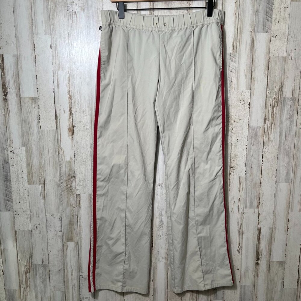 Vintage Y2k Express Cream Red Stripe Sweat Pants Wide Leg Womens Medium‎